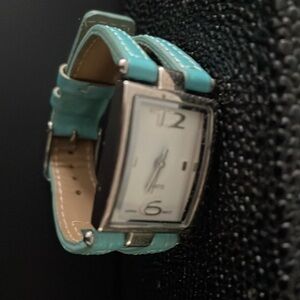 Women’s Wrist Watch Leather Band Rectangular Bezel Silver Hardware Minimalist